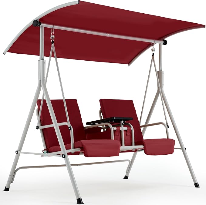HOMREST 2 Seat Outdoor Porch Swing, Patio Swing - Image 7