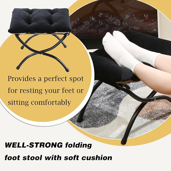 15" Foldable Foot Stool Ottoman - Image 4