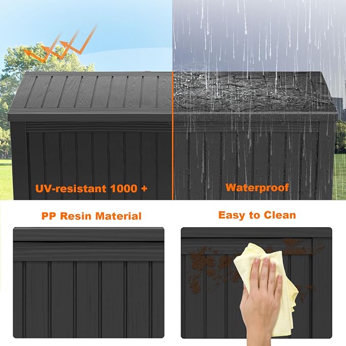 180 Gallon Resin Deck Box, Lockable Patio Outdoor Storage Box - Image 3