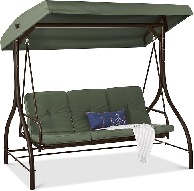 Best Choice Products 3-Seat Outdoor Large Converting Canopy Swing Glider by BestChoiceProducts