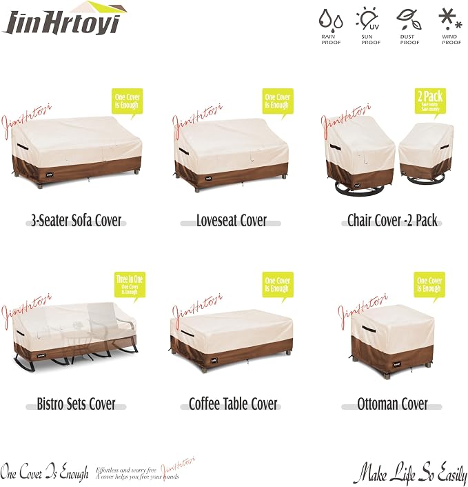 JinHrtoyi 2-Seater Patio Loveseat Cover, 58Wx32Dx31H inches Outdoor Furniture - Image 4