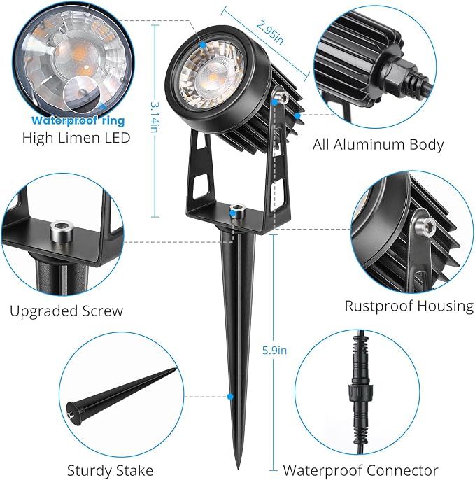 Plug and Play Low Voltage Landscape Lighting Kit, Warm White Waterproof Outdoor - Image 8
