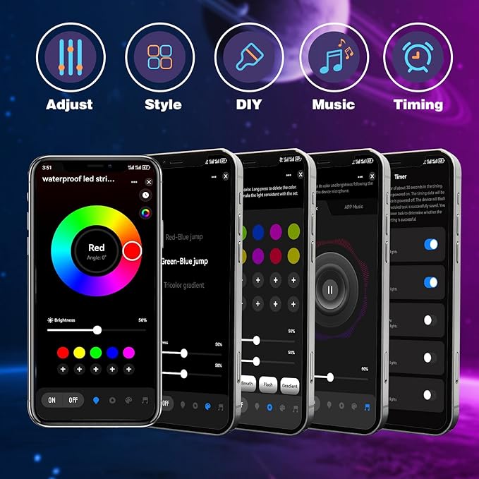 KSIPZE Outdoor led Strip Lights Waterproof IP68, RGB Outdoor led Lights - Image 5