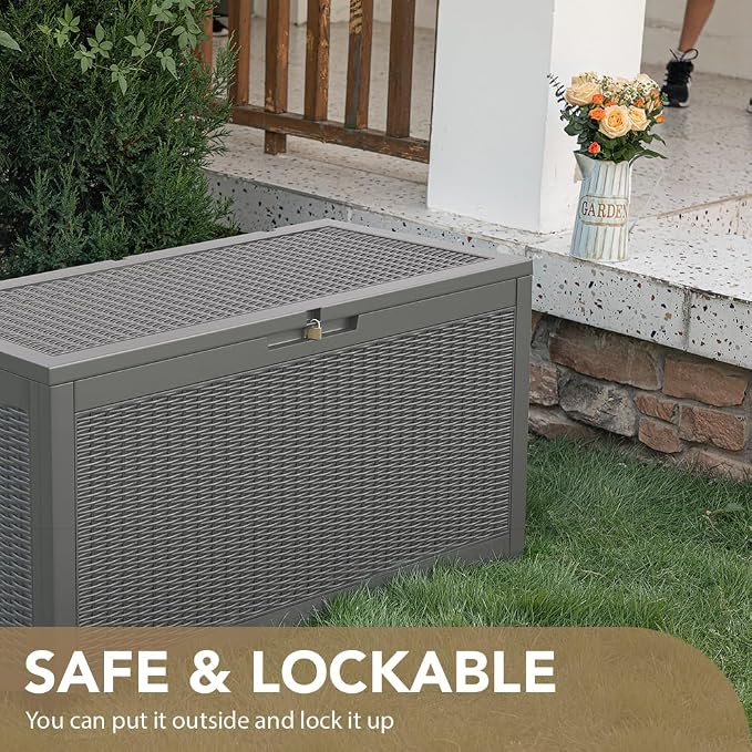 Devoko 95 Gallon Deck Box Large Resin Outdoor Storage Box, Waterproof and UV - Image 5