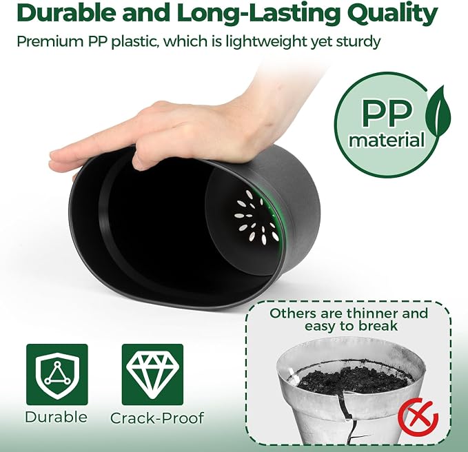 T4U 6 Inch Plant Pot 8-Pack, Plastic Planter - Image 3