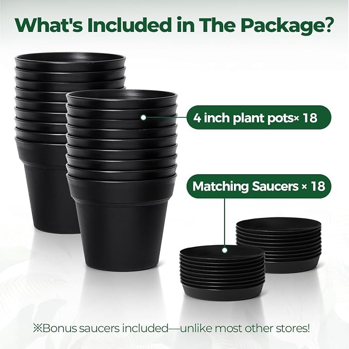 T4U 4 Inch Plant Pots 18-Pack, Small Flower Pots - Image 6