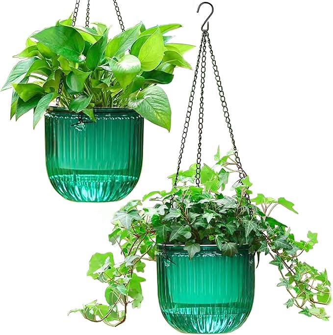 Melphoe 2 Pack Self Watering Hanging Planters Indoor Flower Pots, 6.5 Inch by Melphoe