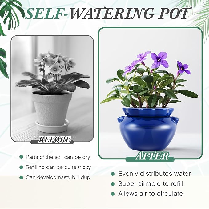 2 Sets African Violet Pots 7.5 Inch Self Watering Pot - Image 3