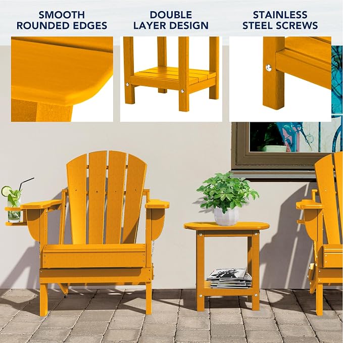 nalone Adirondack Side Table 16.5" Outdoor Side Tables HDPE Plastic Double - Image 4