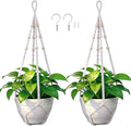 Macrame Plant Hanger, Wood Beads Cotton Hanging Planter Holder by Unknown