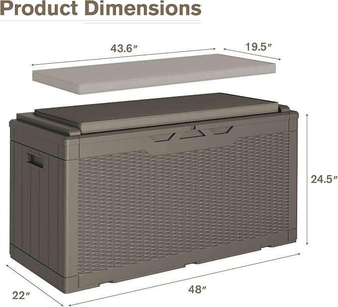 JUMMICO 100 Gallon Resin Deck Box - Image 2