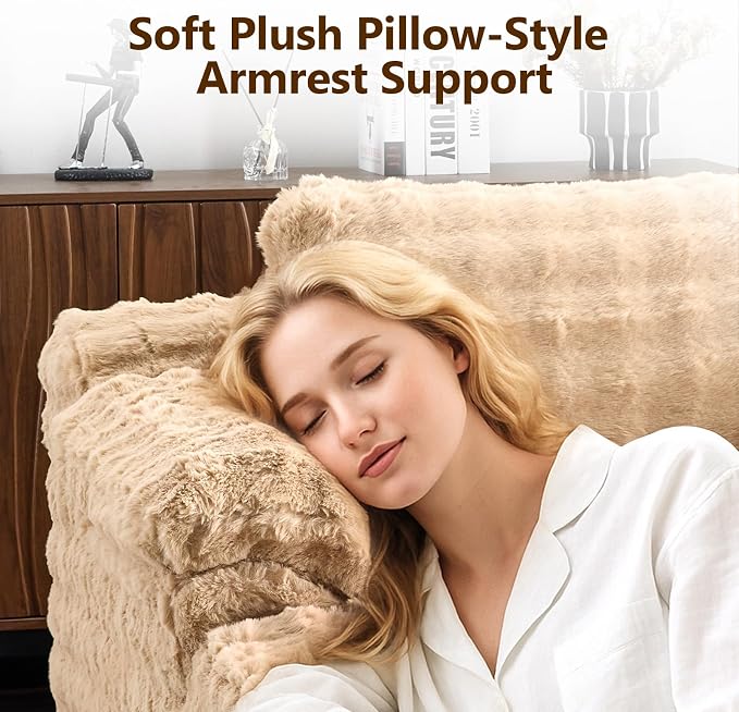 VINGLI 67.7" Oversized Chaise Lounge Chair Reading Chairs Comfy Bubble Fleece - Image 6