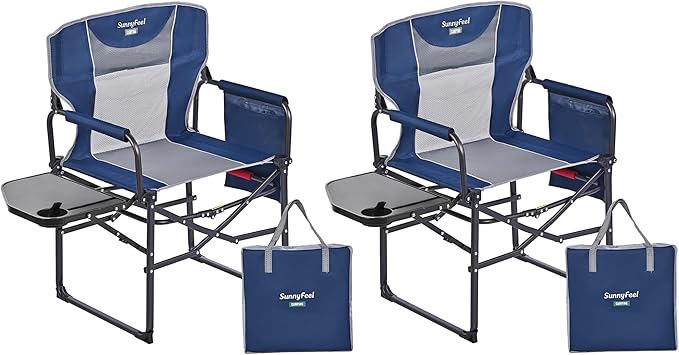 SUNNYFEEL Camping Directors Chair, Heavy Duty, Oversized Portable Folding Chair by SunnyFeelCamping