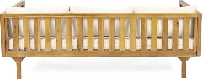 Merax 67.5" Outdoor Patio Daybed 3 Seater Sofa Bed, Acacia Wood Frame - Image 6