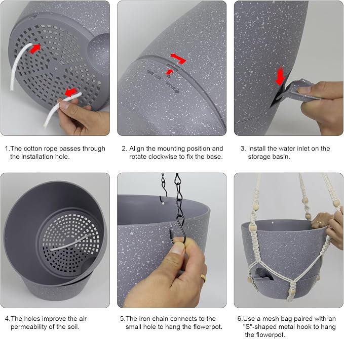 Self Watering Hanging Planters 10 inch, 2 Pack Hanging Flower Pots - Image 4