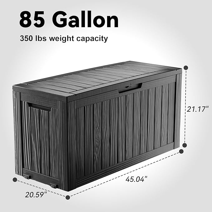 85 Gallon Outdoor Deck Box, Lockable Waterproof Outdoor Storage Boxes - Image 3