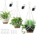 3 Pack Hanging Planters Set, 8 Inch Indoor Outdoor Hanging Plant Pot Basket by Koalaime