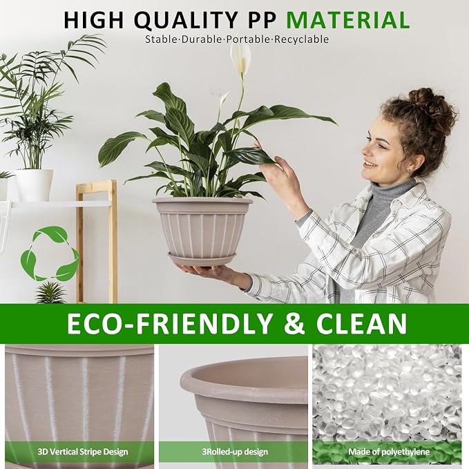 FGstyle 4 Pack Flower Pots, 8 Inch Plants Pot, Planters Pot - Image 2