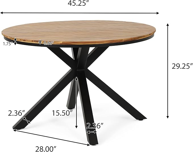 Merax Outdoor Dining Table, Modern Industrial Style Patio Dining Table - Image 2