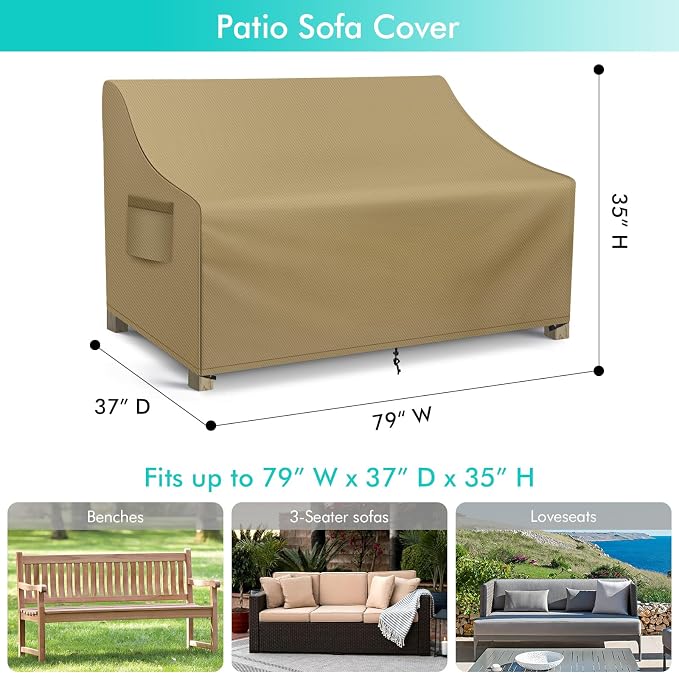 WLEAFJ Patio Sofa Cover Waterproof, 3-Seater Outdoor Sofa, Heavy Duty Deep - Image 2