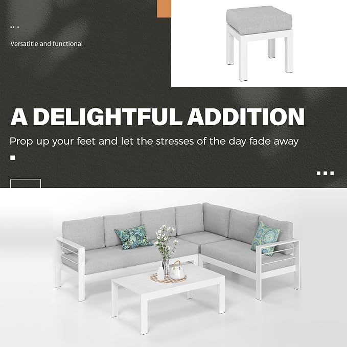 Solaste Aluminum Patio Furniture Set, Metal Patio Sectional Sofa - Image 7