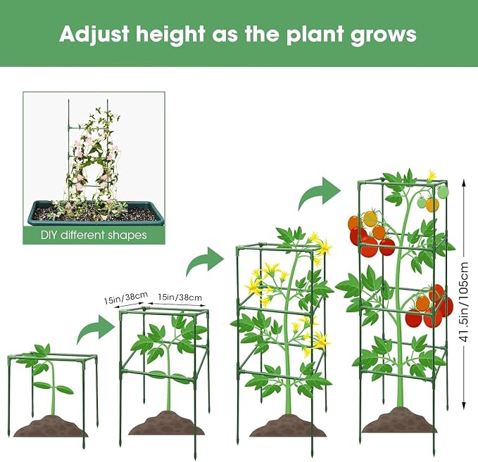 MQUPIN Tomato Cages, 3 Packs Square Tomato Cage - Image 3