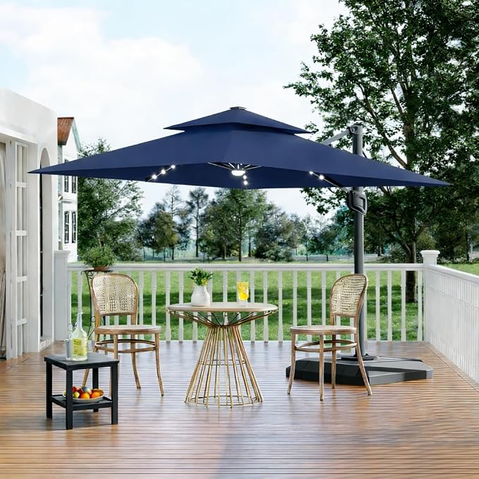 Garvee 10 ft Solar Lights Cantilever Patio Umbrella by Garvee