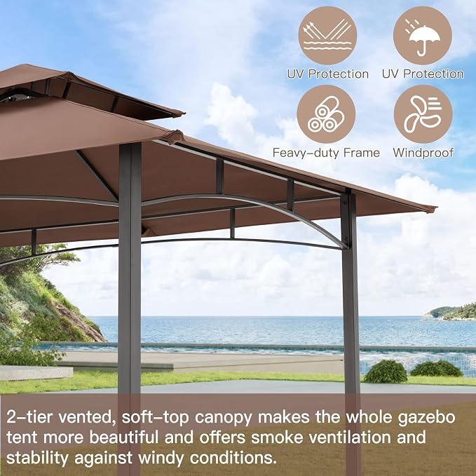 AECOJOY 8' x 5' Outdoor Grill Gazebo Canopy, BBQ Canopy - Image 2