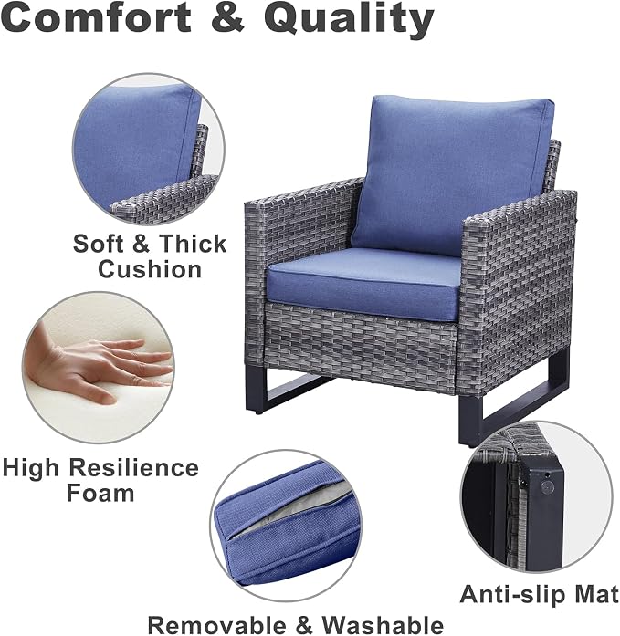 Belord Outdoor Bistro Set 3 Piece Outdoor Wicker Patio Chairs, Oversize Outdoor - Image 5