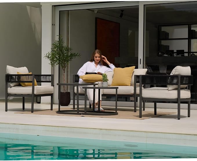Grand patio 5-Piece Outdoor Furniture Set, 4 Seats Wicker Sofa Conversation Set - Image 9