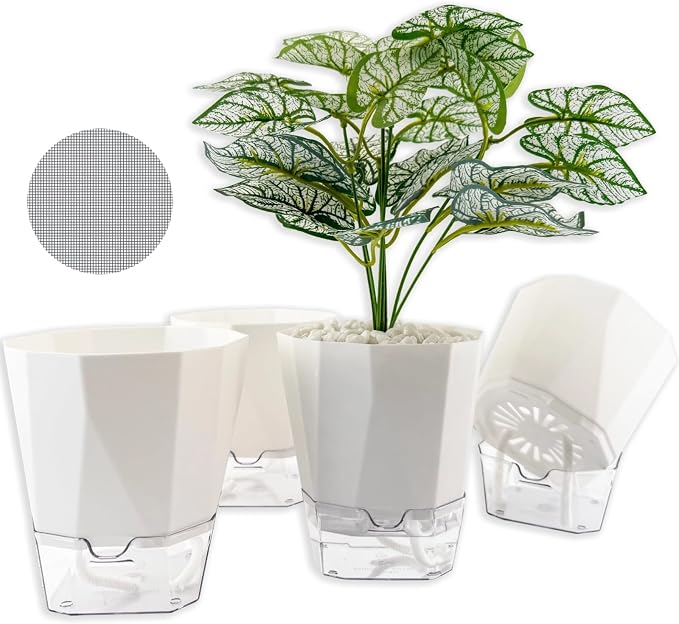4 Packs Self Watering Plant Pots, Plastic Flower Pots by Unknown