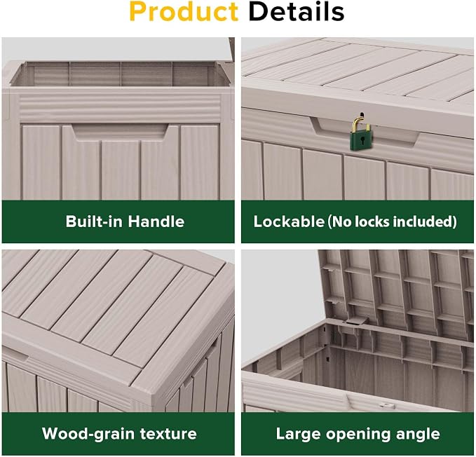 EasyUp 45 Gallon Outdoor Storage Box Waterproof, UV Resistant Deck Box Outdoor - Image 7
