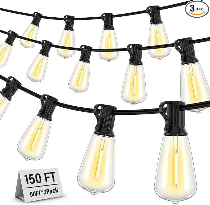 String Lights for Outside, 150FT Patio Lights Outdoor Waterproof by Doukedge