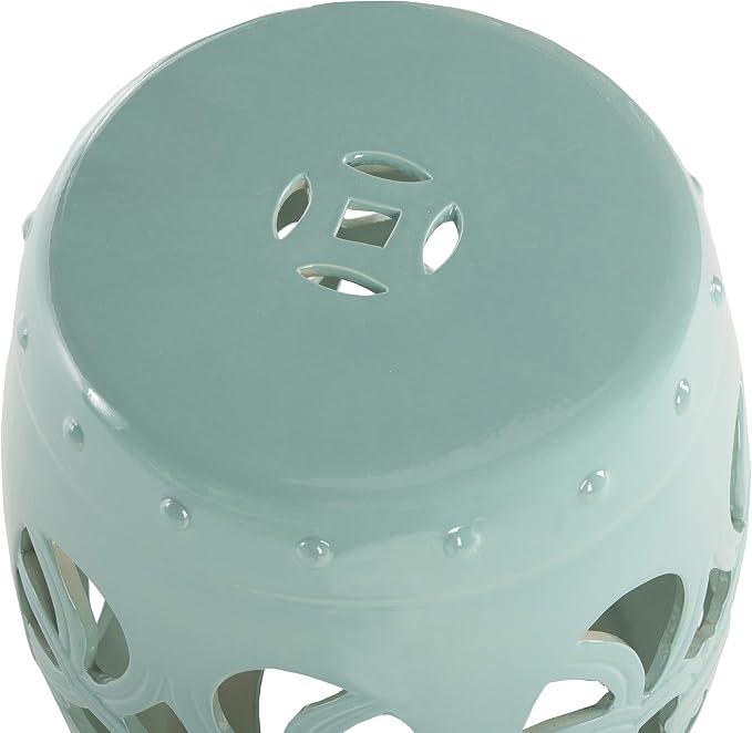 Safavieh Imperial Vine Ceramic Decorative Garden Stool, Light Blue - Image 3
