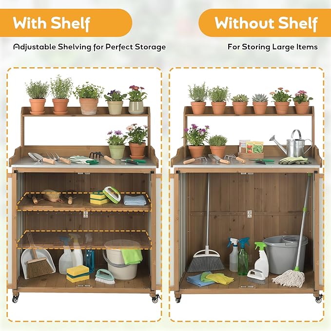 Potting Bench Table & Outdoor Storage Cabinet - Image 8
