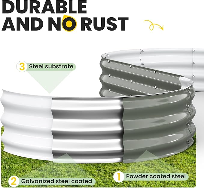 Galvanized Raised Garden Bed 6x3x1 FT, Oval Metal Raised Garden Bed Outdoor - Image 6