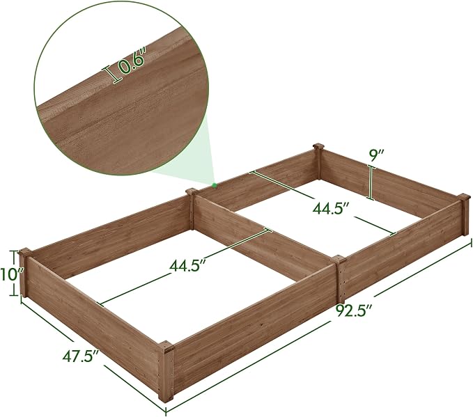 Yaheetech 8×4ft Wooden Horticulture Raised Garden Bed Divisible Elevated - Image 3