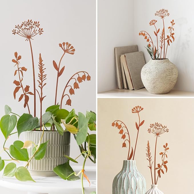 Metal Flowers for Outside, Decorative Garden Stakes, Flower Bed Decor Plant - Image 2