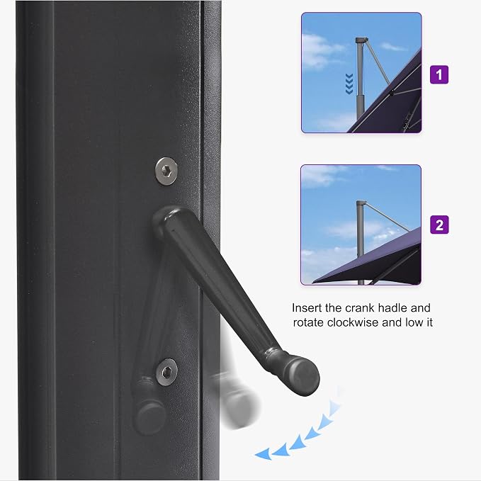 PURPLE LEAF 11.5' X 11.5' Telescopic Patio Umbrella - Image 4