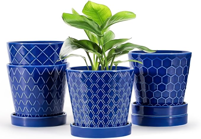 EFISPSS Ceramic Plant Pots, 5Inch Pots by EFISPSS