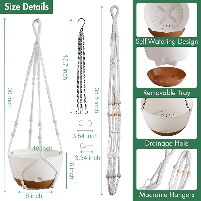 Set of 2-10 Inch Hanging Planters - Image 4