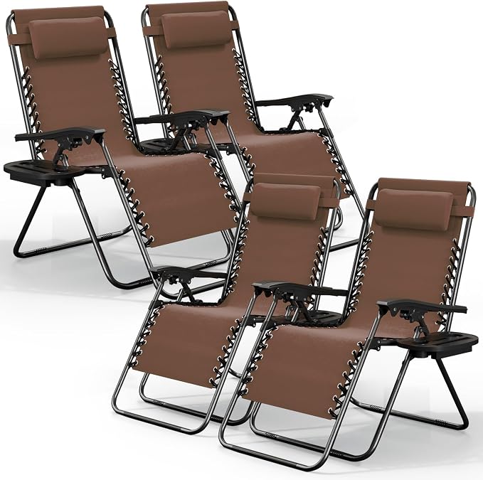 Nestl Zero Gravity Chairs Set of 4, Patio Lounge Chair Outdoor by Nestl