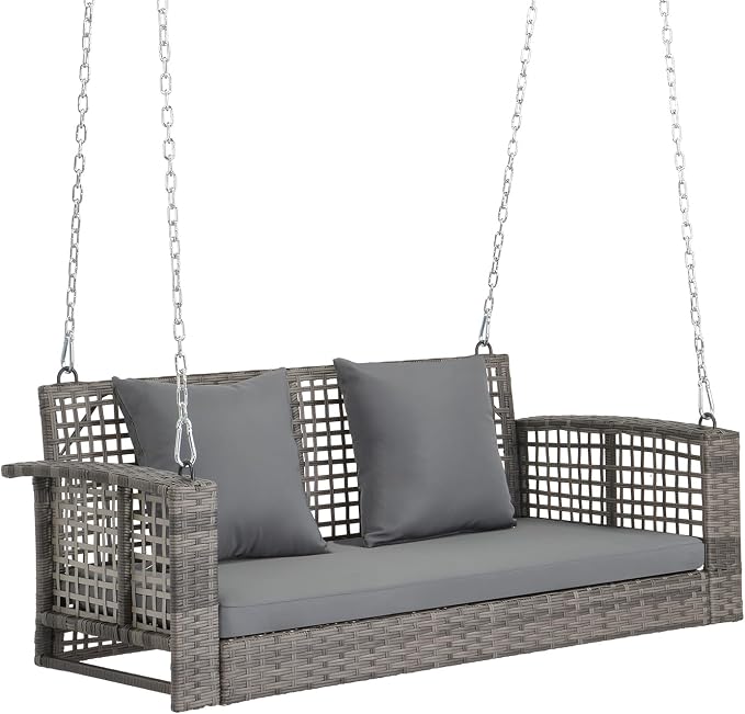VINGLI 4 FT Rattan Porch Swing Outdoor Support 800 LBS by VINGLI