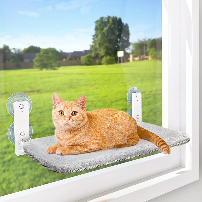 AMOSIJOY Cordless Cat Window Perch, Cat Hammock by AMOSIJOY