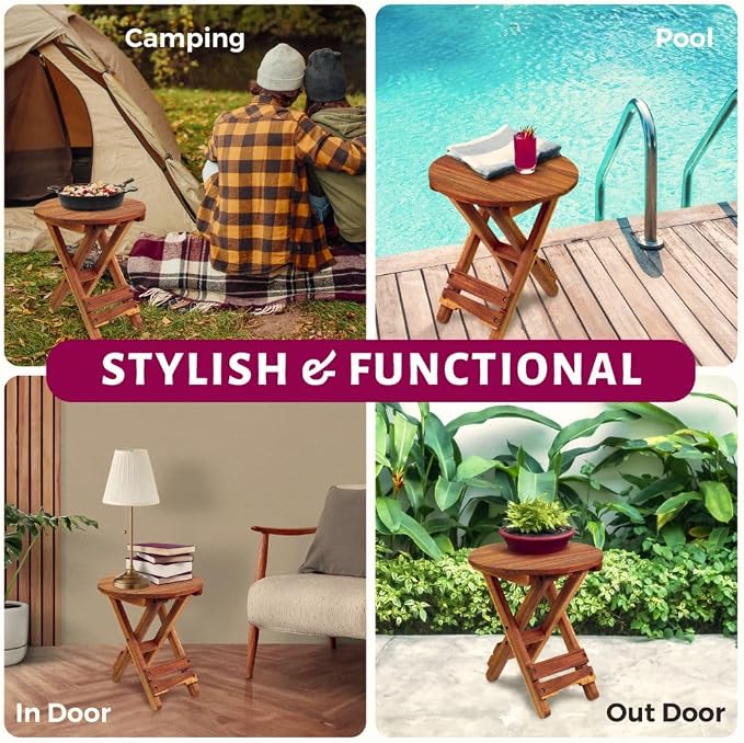 Small Patio Table, Outdoor Folding Side Table, Portable Side Table, Small Side - Image 5