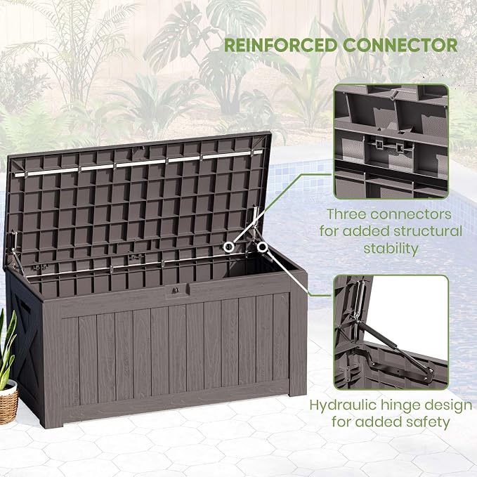 Patiowell 120 Gallon Large Deck Box, Outdoor Lockable Storage Box - Image 6