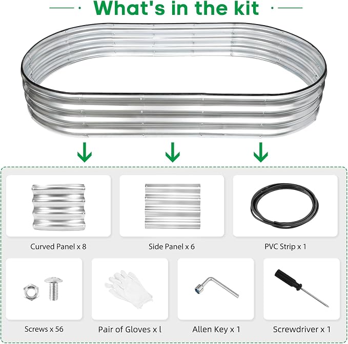 JERIA 6×3×1ft Oval Raised Garden Bed, Galvanized Raised Garden Bed Kit Outdoor - Image 2