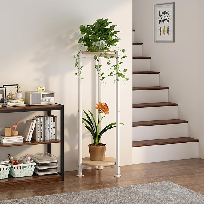 Plant Stand Indoor Corner Tall 2 Tier Metal Modern Flower Storage Plant Shelf - Image 3
