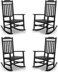 Patio Rocking Chair Outdoor Set of 4, Weather Resistant Poly Resin Oversized by GYMHILL