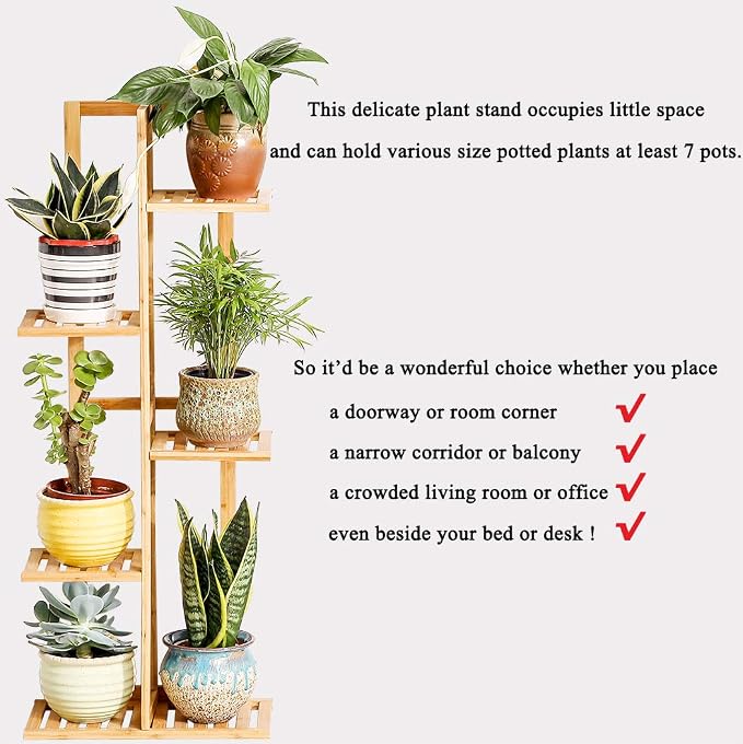 Bamboo 5 Tier 6 Potted Plant Stand Rack Multiple Flower Pot Holder Shelf Indoor - Image 2